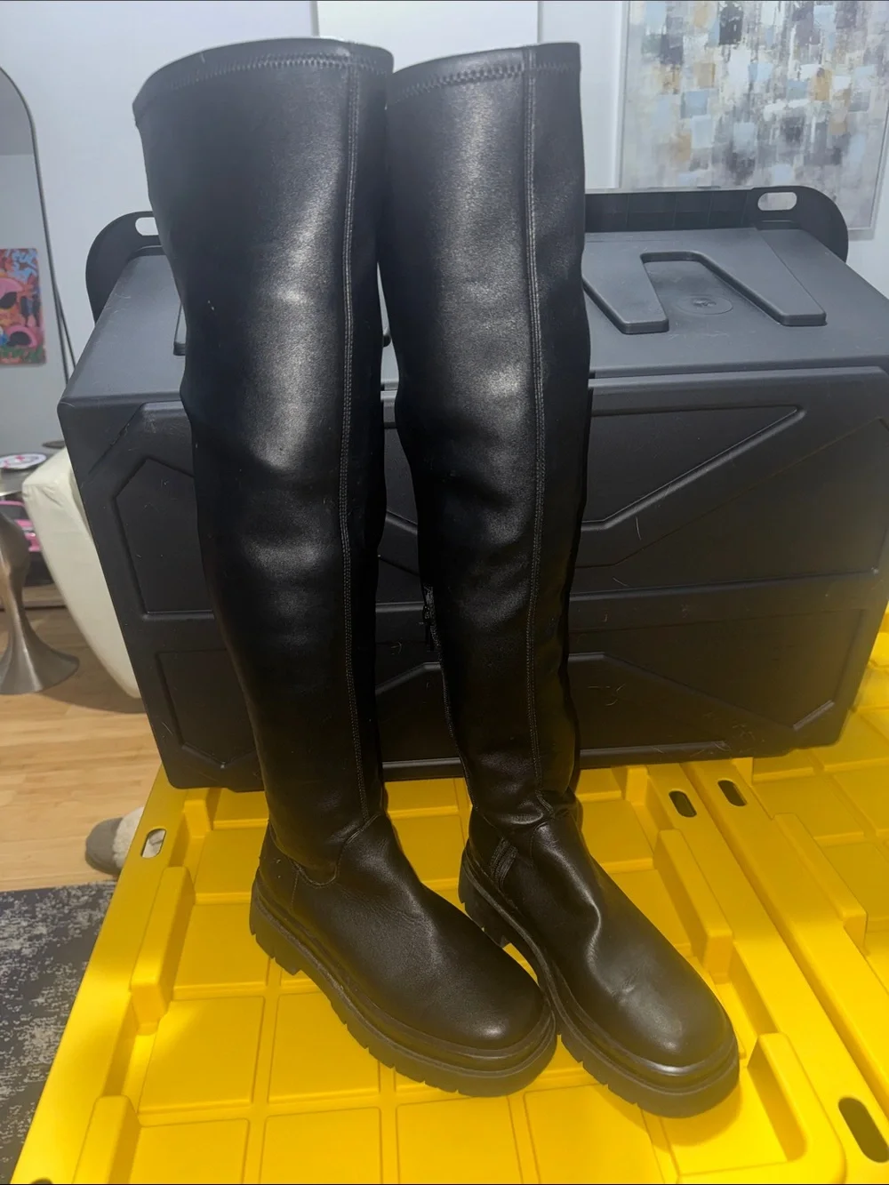Steve Madden Black Over-the-Knee Chunky Sole Boots